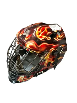 Used Franklin FLAMES MASK St Hcky Goalie Helmet Yth Black/Orange/White One Size