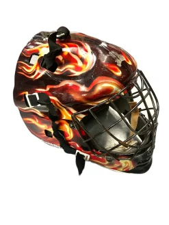 Used Franklin FLAMES MASK St Hcky Goalie Helmet Yth Black/Orange/White One Size