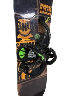 Used GNU MERVIN MFG Mens 153cm Snowboard w/ Gnu Park sLab Series Fastec Bindings