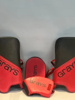 Used Grays Field Hockey SHIN GUARDS AND ARM/HAND PADS FH Shin Guards Red 20