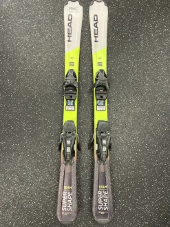 Used Head SUPER SHAPE TEAM Boys DH Ski/Binding Yellow 117 cm