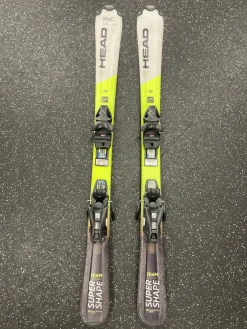 Used Head SUPER SHAPE TEAM Boys DH Ski/Binding Yellow 117 cm