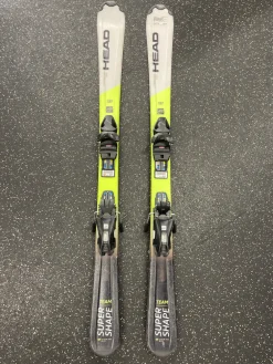 Used Head SUPER SHAPE TEAM Boys DH Ski/Binding Yellow 127 cm