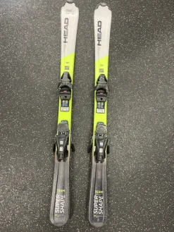 Used Head SUPER SHAPE TEAM Boys DH Ski/Binding Yellow 127 cm