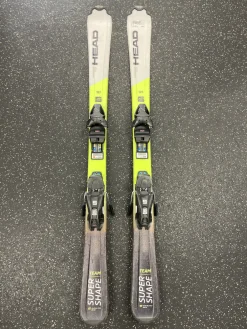 Used Head SUPER SHAPE TEAM Boys DH Ski/Binding Yellow 127 cm