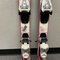 Used K2 LUV BUG Girls DH Ski/Binding White And Pink 100 cm