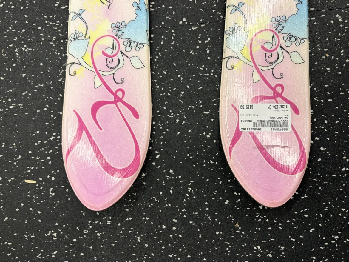 Used K2 LUV BUG Girls DH Ski/Binding Pink 134 cm