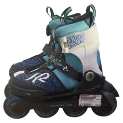 Used K2 MARLEE 1 - 5 Junior Roller Quad Skates Carolina Blue Adjustable