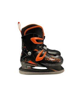 Used Lake Placid NITRO ADJ 1-4 Boys Softboot Skate Black And Orange Adjustable
