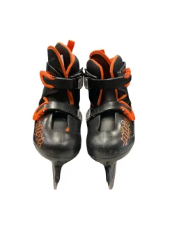 Used Lake Placid NITRO ADJ 1-4 Boys Softboot Skate Black And Orange Adjustable
