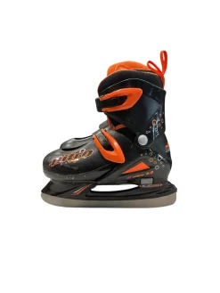 Used Lake Placid NITRO ADJ 1-4 Boys Softboot Skate Black And Orange Adjustable
