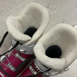 Used Lange STARLET 50 Girls DH Ski Boot White And Neon Pink 195 MP - Y13