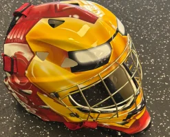 Used MARVEL HEROES IRON MAN St Hcky Goalie Helmet Yth Red LG