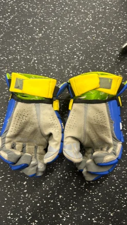 Used Maverik M6 DELAWARE Lacrosse Gloves Mens Navy Blue 13