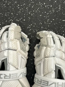 Used Maverik M6 Lacrosse Gloves Mens White LG