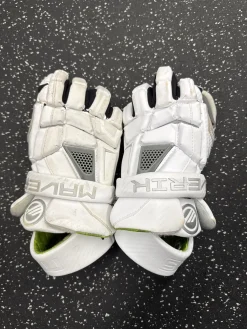 Used Maverik M5 Lacrosse Gloves Mens White 13
