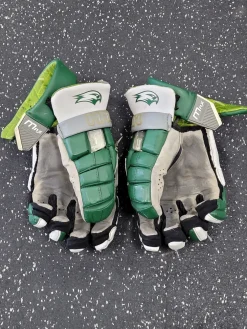 Used Maverik MAX Lacrosse Gloves Mens Green And White 13"