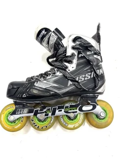 Used Mission INHALER Roller Hockey Skates Black Senior 7.5