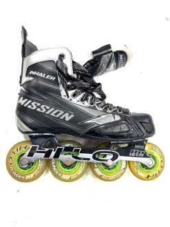Used Mission INHALER Roller Hockey Skates Black Senior 7.5