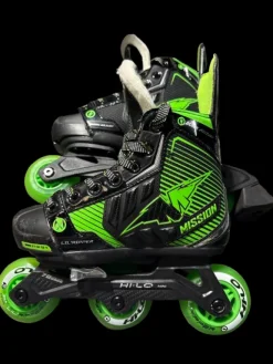 Used Mission LIL RIPPER Junior Roller Quad Skates Green Adjustable
