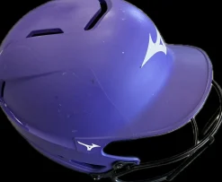 Used Mizuno F6 Batting Helmet w/Mask Purple L/XL