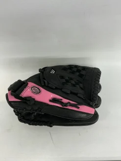 Used Mizuno MVP GMVP1256 RH Throw Fastpitch Gloves Black And Pink 11 1/2"