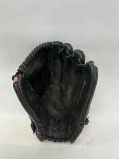 Used Mizuno MVP GMVP1256 RH Throw Fastpitch Gloves Black And Pink 11 1/2
