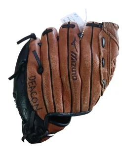 Used Mizuno POWER CLOSE BB/SB Glove RH Throw Brown 10"