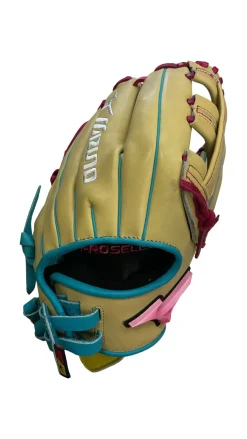 Used Mizuno PRO SELECT RH Throw Fastpitch Gloves Tan 12