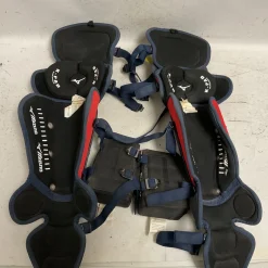 Used Mizuno SAMURAI Catchers Leg Guards Navy Blue And Red Adult