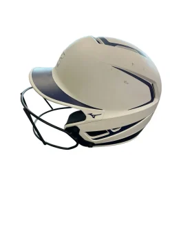 Used Mizuno SOFTBALL HELMET Batting Helmet w/Mask White MD
