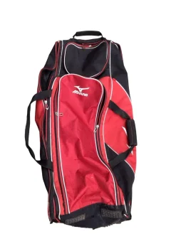 Used Mizuno WHEELED BAG BB/SB Player Wheeled Bag Black And Red