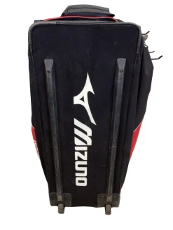 Used Mizuno WHEELED BAG BB/SB Player Wheeled Bag Black And Red