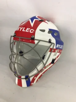 Used Mylec MYLEC GOALIE HELMET RED WHITE BLUE Junior Goalie Helmet/Mask White/Royal/Red One Size