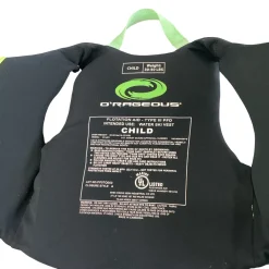 Used ORAGEOUS Child PFD Black Child 30-50