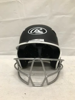 Used Rawlings R16J-R1 Batting Helmet w/Mask Black And White MD