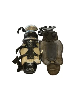 Used Rawlings SHINGUARDS Catchers Leg Guards Black Youth