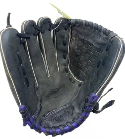 Used Rawlings STORM ST12DSPUR LH Throw Fastpitch Gloves Black 12"