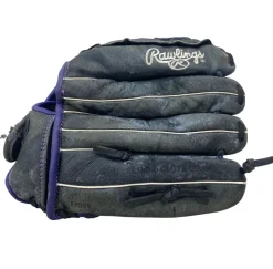 Used Rawlings STORM ST12DSPUR LH Throw Fastpitch Gloves Black 12"