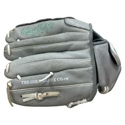 Used Rawlings SURE CATCH SCSB110M RH Throw Fastpitch Gloves Grey 11