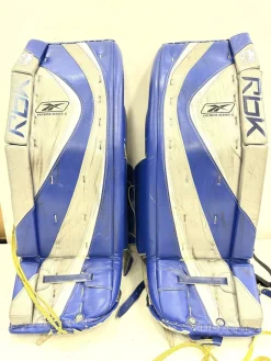 Used Reebok PREMIER SENIOR 2 Goalie Leg Pads Senior Navy Blue 34