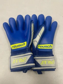Used Reusch ATTRAKT GRIP EVOLUTION Soccer Goalie Gloves Navy Blue 5