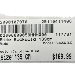 Used Ride BUCKWILD Boys Snowboard Only Carolina Blue 139 cm