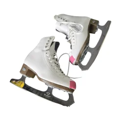 Used Riedell 33 DIAMOND J5 FIGURE SKATES Girls Figure Skate White Junior 05