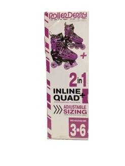 Used RollerDerby 3-6 QUAD Junior Roller Quad Skates Purple Adjustable