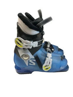 Used Salomon T2 SZ 21.0 Boys DH Ski Boot Black And Royal Blue 210 MP - J02