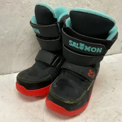 Used Salomon WHIPSTAR Boys Snowboard Boots Black And Red Youth 13.0