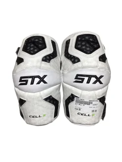 Used STX CELL IV Lacrosse Arm Pads/Guards White Senior