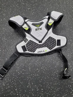 Used STX CELL V Lacrosse Shoulder Pads White MD