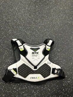 Used STX CELL V LINER Lacrosse Shoulder Pads White LG